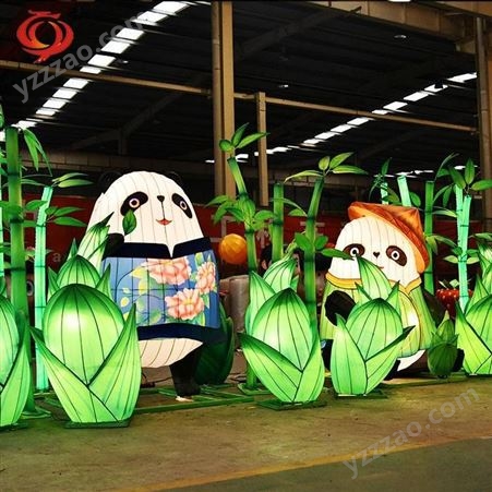 熊猫彩灯动物主题花灯制作提供春节大型灯会展览方案
