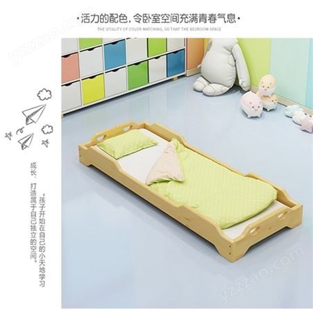 儿童实木床幼儿园专用折叠单人床午休橡木子母床托管班宝宝午睡床