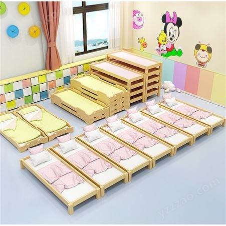 儿童实木床幼儿园专用折叠单人床午休橡木子母床托管班宝宝午睡床