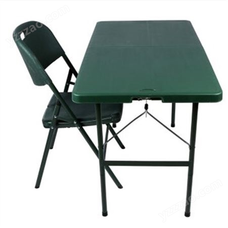 军绿色折叠作业桌椅 新材料吹塑折叠椅 滚塑材质折叠作业桌椅