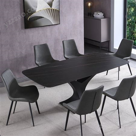 意式极简岩板餐桌现代简约家用客厅餐桌椅组合jj070