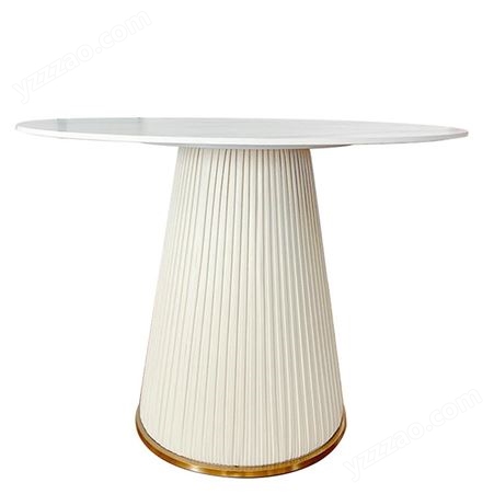 轻奢现代亮光岩板圆形餐桌家用小户型餐桌椅组合-jj116
