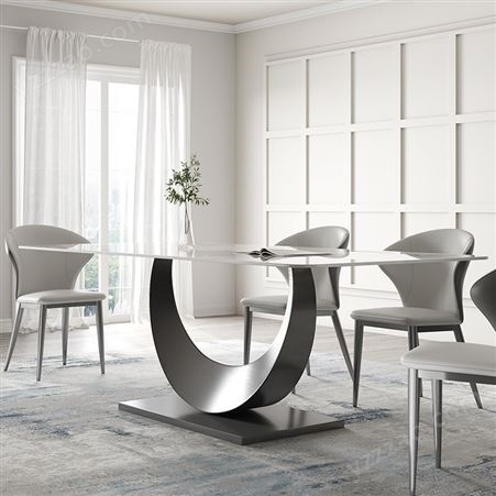 意式极简岩板餐桌大小户型轻奢现代简约长方形饭桌-jj117