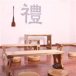 供應原木色桐木雙人國學桌兒童茶藝課桌椅古典書畫桌