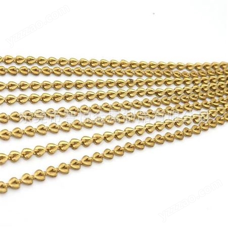 黄铜立体双面桃心形锁骨链条时尚流行金属首饰半成品配件来样订购