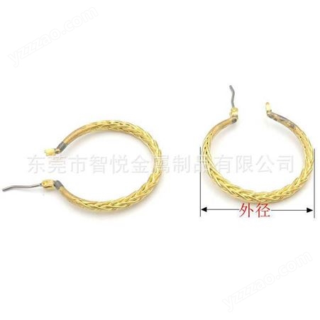 黄铜编制绕线耳圈简约流行时尚铜耳环半成品配件代客电镀厂
