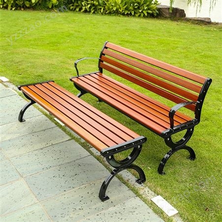 不锈钢公园椅户外长椅庭院双人长条凳子室外防腐木塑木休闲铁座椅