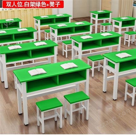 学校辅导班学生课桌托管补习桌单双人成人培训桌椅本色